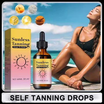 Healthy Glow Drops 60ml - Natural tanning formula with beta-carotene & vitamins. Enhances complexion & skin wellness.
